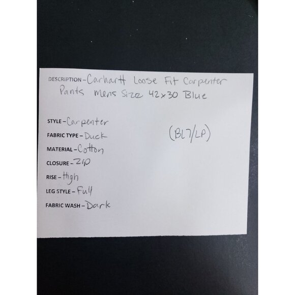 Carhartt Loose Fit Carpenter Pants Mens 42x30 Dark Blue Cotton Durable Workwear - Picture 10 of 10